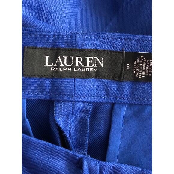 Lauren Ralph Lauren Twill Cropped Pants Women's Size 6 Linen Blend Blue NEW - Picture 7 of 11